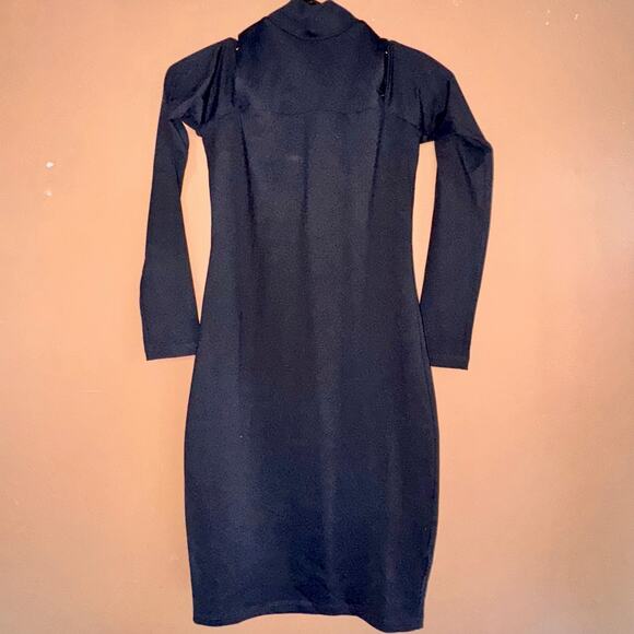 Susan Monaco Women's Black Mock Neck Open Shoulder Dress - Picture 1 of 9